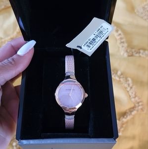 Armani Exchange, Swarovski Crystal, leather band watch